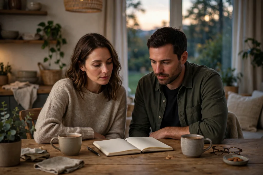 Photo of a couple weighing the pros and cons of planning around bonuses and overtime